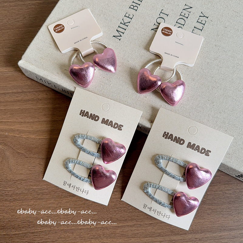 Tie Clip Silver - Hair Clip Girls Rose Pink Silver