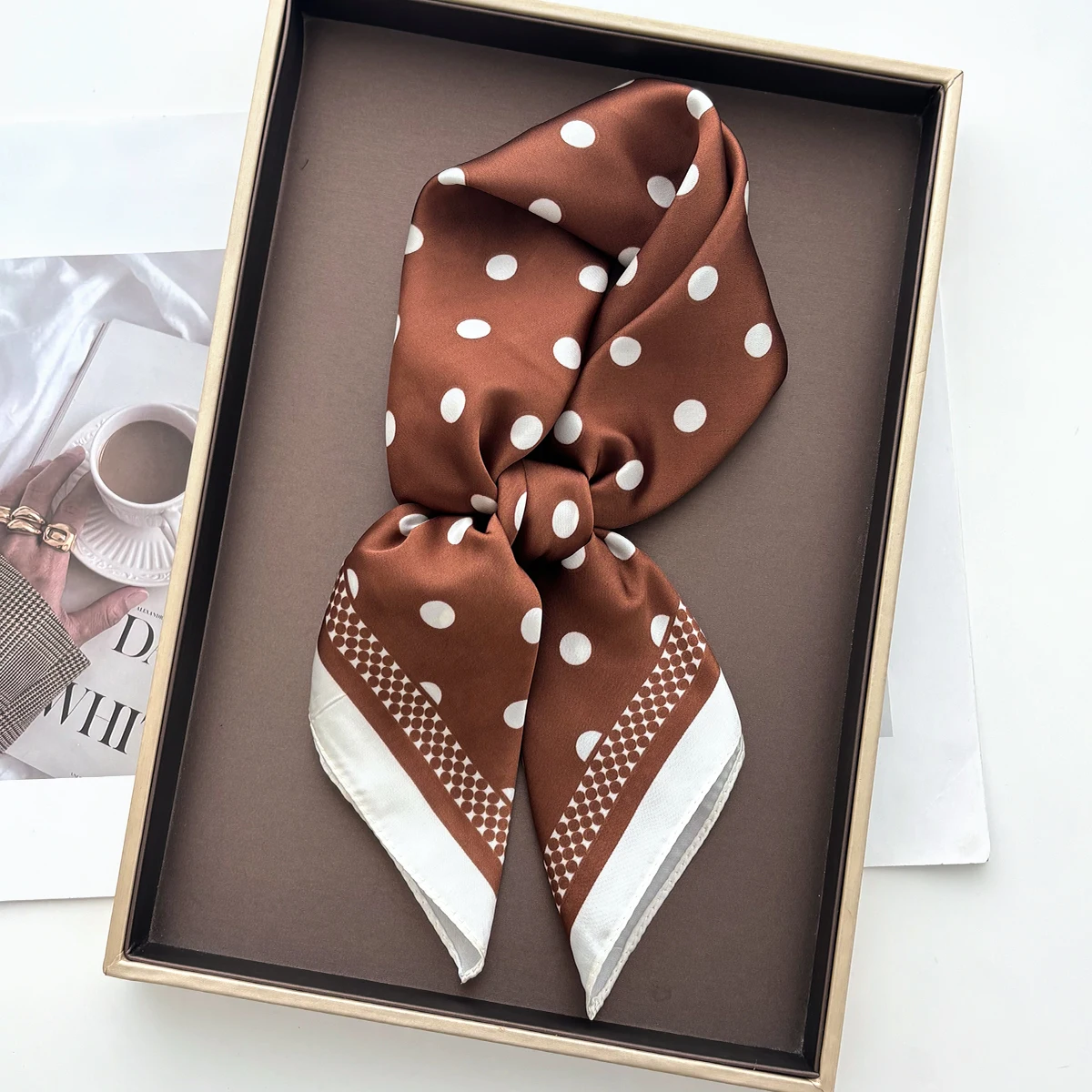 Face Scarf Mask - Women Elegant Soft Satin Square Scarf