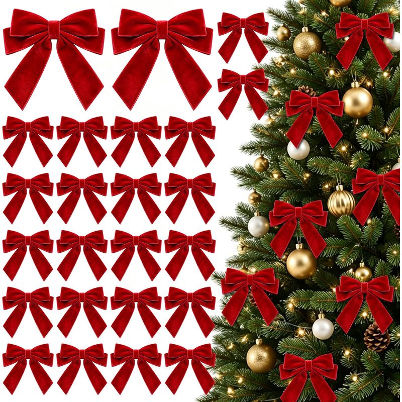 Bow Tie Pre Tied - 24Pcs Pre-Tied Red Velvet Bows, Soft