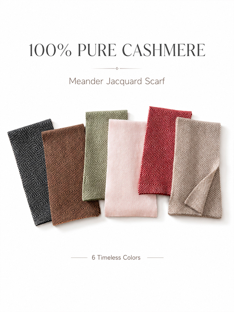 100% Cashmere Scarf Jacquard S - Muffler Men Wool ulasan dan harga