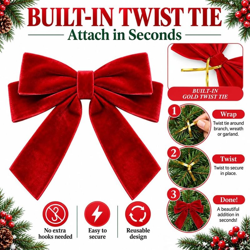 24Pcs Pre-Tied Red Velvet Bows - Bow Tie Pre Tied ulasan dan harga